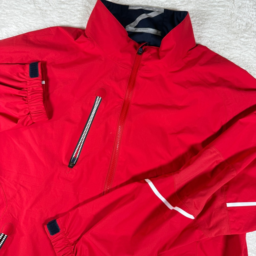 Zero Restriction Golf Mens L Jacket Red Full Zip L/S Water Resistant Colorblock
